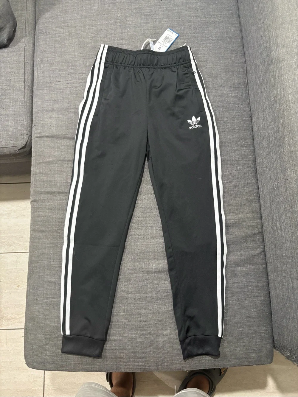 adidas Black Jogger Pants with White 3-Stripes